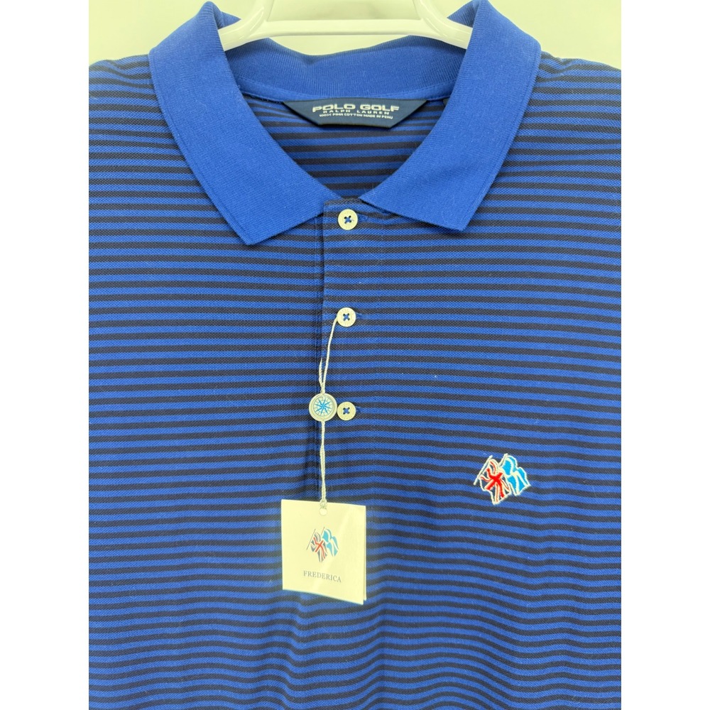 New Polo Ralph Lauren Frederica Golf Sea Island Mens XL Blue‎ Black Stripe NWT